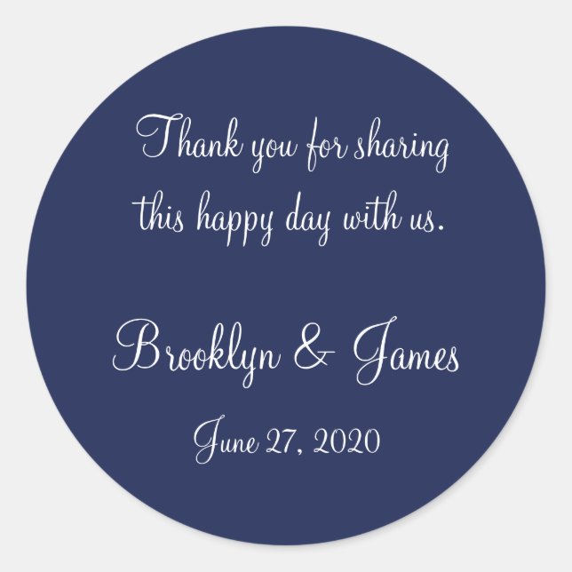 Thank You Blue Nautical Wedding Stickers (Front)