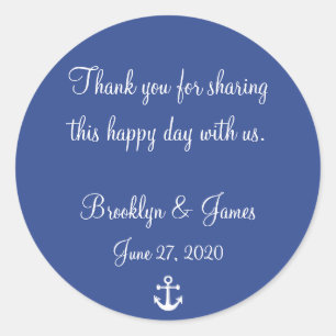 Thank You Blue Nautical Wedding Stickers