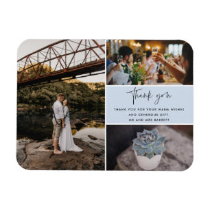 Thank You Blue Photo Collage Wedding Magnet