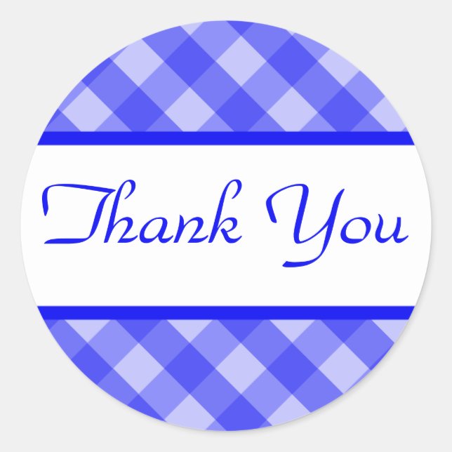 Thank You Blue Plaid Sticker (Front)