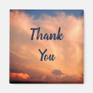 Thank You Blue Sky Pink Clouds Appreciation Magnet