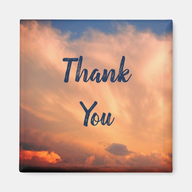 Thank You Blue Sky Pink Clouds Appreciation Magnet (Front)