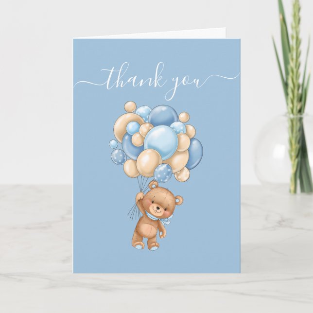 Thank you Blue Teddy Wonderful Balloons Card (Front)