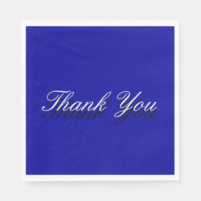 Thank You Blue White Greeting Card Napkin (Front)