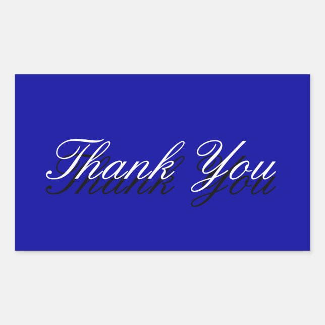 Thank You Blue White Greeting Card Sticker (Front)