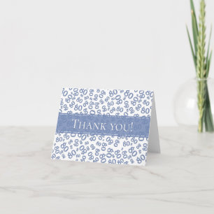 "Thank you!" Blue White Random Number 80 Pattern Thank You Card