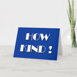 Thank you blue white words only card
