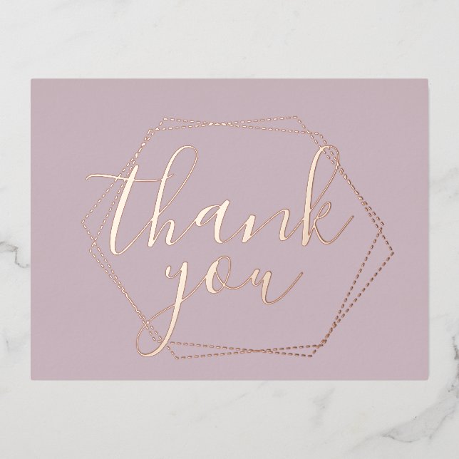 Thank You Blush Frame Pink Foil Pressed Card (Front)