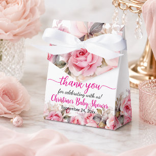Thank you Blush Roses Baby Shower Favor Box