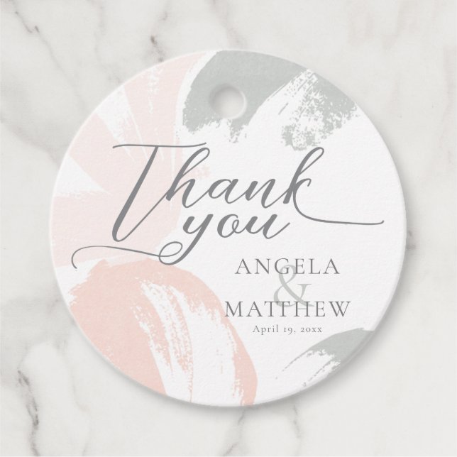 Thank You Blush Sage Watercolor Favour Tags (Front)