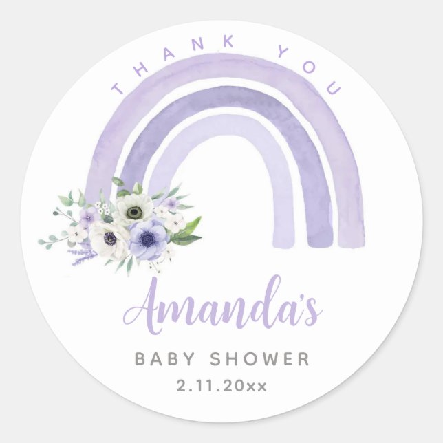 Thank You Boho Rainbow Baby Shower Classic Round Sticker (Front)
