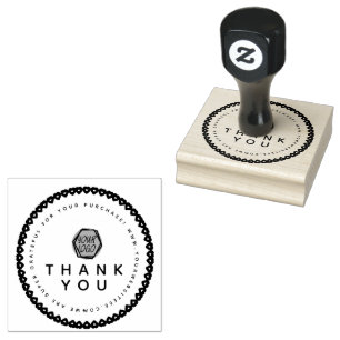 Thank You Bold Hearts Boutique Business Logo Rubber Stamp