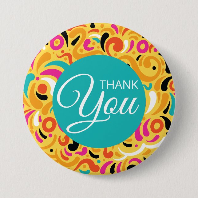 Thank You Boldy Coloured Abstract 3 Inch Round Button (Front)