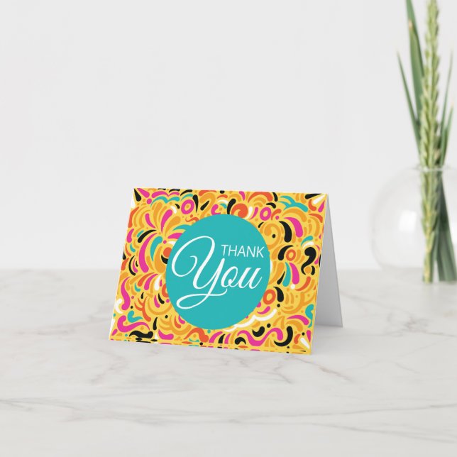 Thank You Boldy Coloured Abstract Card (Front)