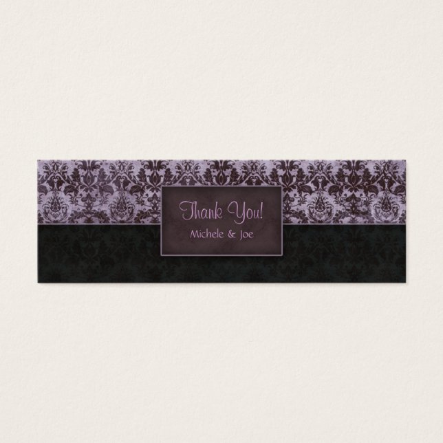Thank You Bookmark Damask Purple Black (Front)