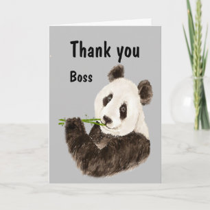 Thank you Boss with Funny Panda Bear Card