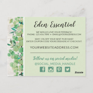 Thank You Botanical Greenery Eucalyptus & Wood Postcard