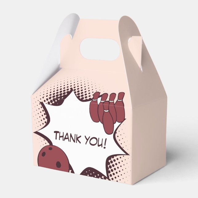 Thank you! Bowling Birthday Party  Favor Box (Front Side)