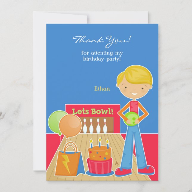 Thank You Bowling Party Flat Card (Front)