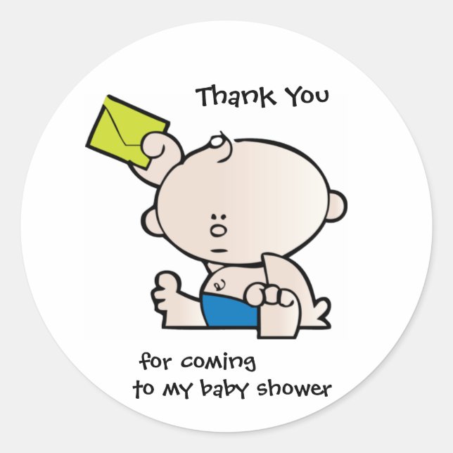 Thank You Boy Baby Shower Gift Tag Sticker (Front)