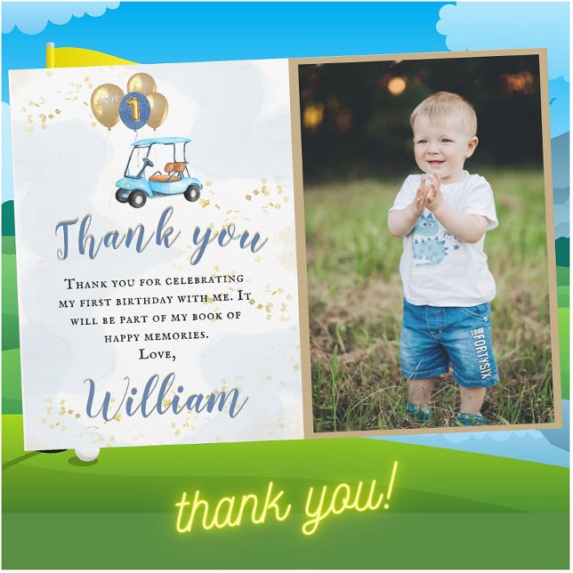 Thank You Boy Golf Theme Photo First Birthday  (Creator Uploaded)