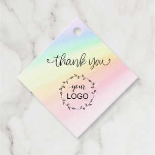 *~* Thank You Branding Business Rainbow Heart Favour Tags
