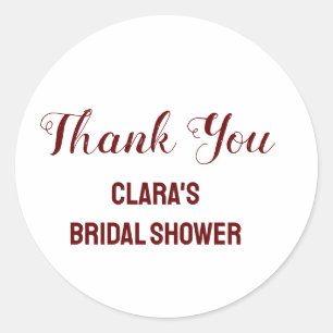 thank you bridal shower add name text party sign classic round sticker