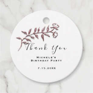 Thank You Bridal Shower Birthday White Simply Favour Tags