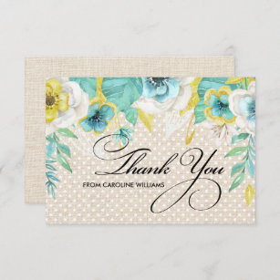Thank You Bridal Shower Floral Burlap Cards