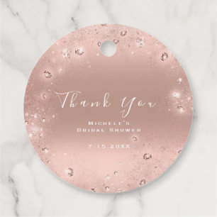Thank You Bridal Shower Sweet 16th Blush Confetti Favour Tags
