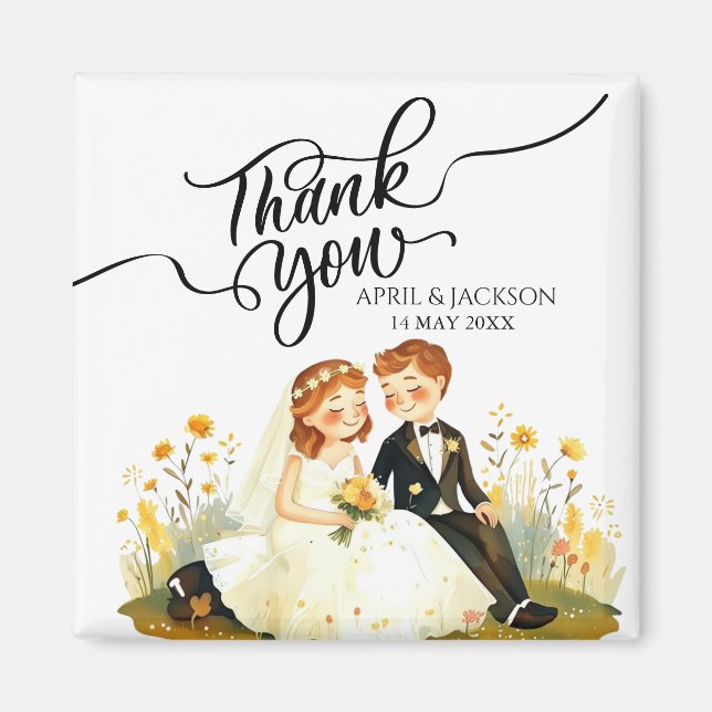 Thank You Bride Groom Ilustration Magnet (Front)