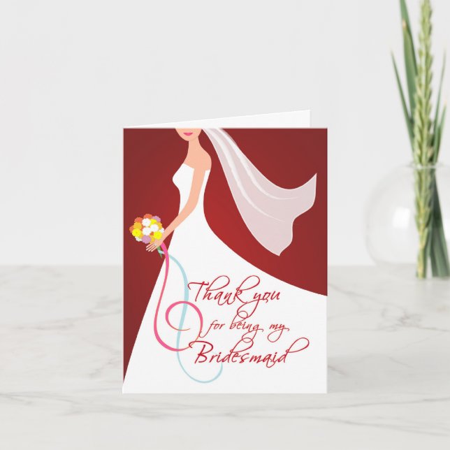 Thank you Bridesmaid - Burgundy Red Card (Front)