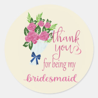 Thank you bridesmaid classic round sticker