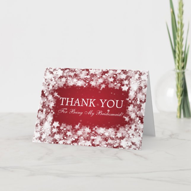 Thank You Bridesmaid Dazzling Stars Red (Front)