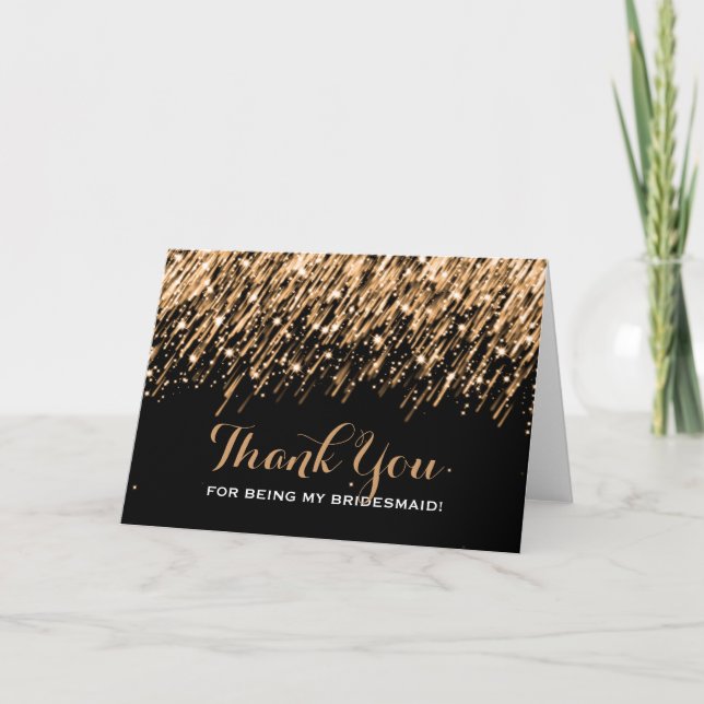 Thank You Bridesmaid Falling Stars Gold Card (Front)