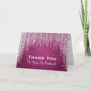 Thank You Bridesmaid Night Dazzle Berry Pink Card