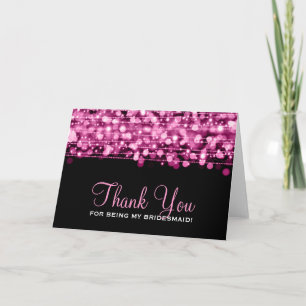 Thank You Bridesmaid Party Sparkles Pink Card