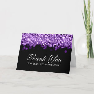 Thank You Bridesmaid Purple Lights Card