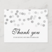 Thank You Bridesmaid Silver Foil Glitter Lights