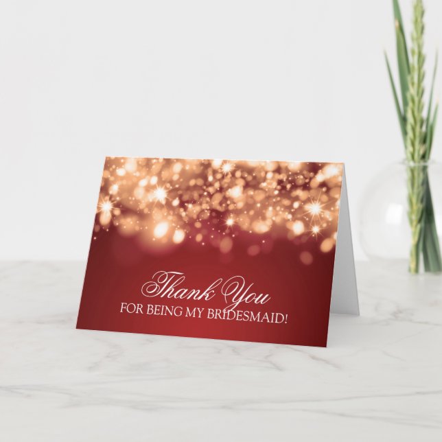 Thank You Bridesmaid Sparkling Lights Gold (Front)