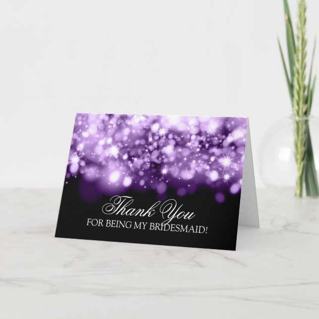 Thank You Bridesmaid Sparkling Lights Purple (Front)