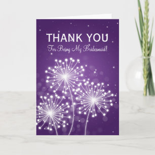 Thank You Bridesmaid Summer Sparkle Purple Card