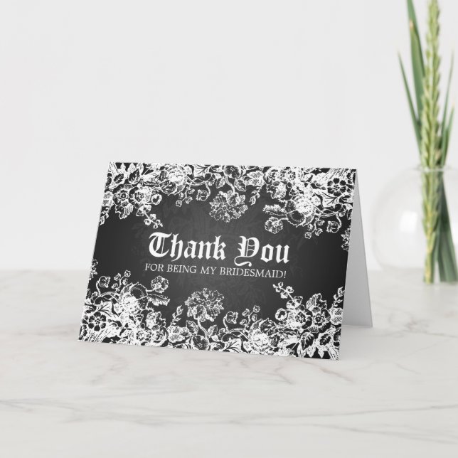Thank You Bridesmaid Victorian Flourish Black (Front)