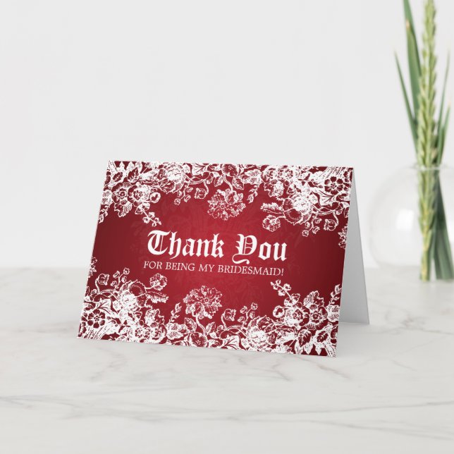 Thank You Bridesmaid Victorian Flourish Red (Front)