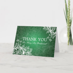 Thank You Bridesmaid Vintage Swirls Green Card