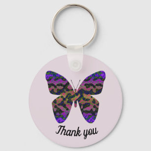 Thank You Bright Colourful Butterfly Appreciation Keychain