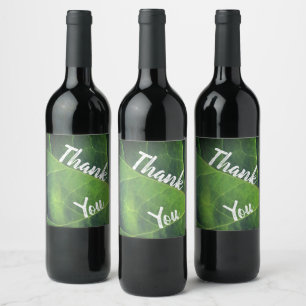 Thank You Bright Green Leaf Appreciation Wine Label