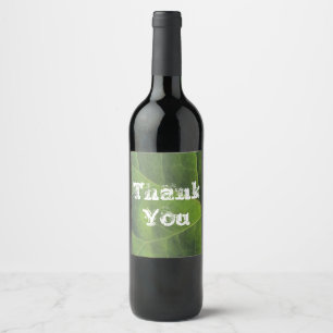 Thank You Bright Green Leaf Photo Appreciation Wine Label