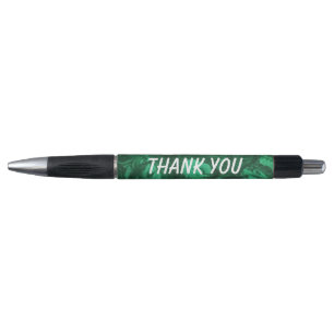 Thank You Bright Green Swirled Pattern Gemstone Pen