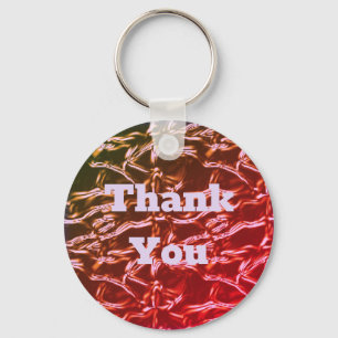 Thank You Bright Pink Metallic Shiny Abstract Keychain